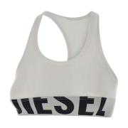 Witte Katoenen Bralette met Logoband Diesel , White , Dames