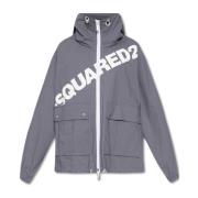 Logo Hooded Windbreaker Jas Dsquared2 , Gray , Heren