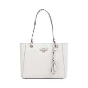 Elegante witte handtas met gouden details Guess , Beige , Dames