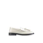 Leren Loafers met Pareldetail Jimmy Choo , Beige , Dames