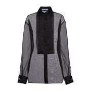 Zijden Organza Klassieke Blouse Vrouwen Prada , Black , Dames