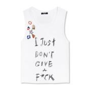 Gedrukt Katoenen Crop T-Shirt Balmain , White , Dames