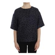 Blauw Goud Sleutel Print Zijden Blouse Dolce & Gabbana , Blue , Dames