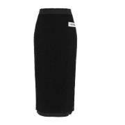 Kanten Midi Rok Hoge taille Voorlogo Dolce & Gabbana , Black , Dames