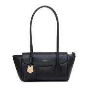 Zwarte leren tas met handtekening Salvatore Ferragamo , Black , Dames