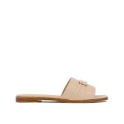 Leren sandalen met ronde neus Salvatore Ferragamo , Beige , Dames