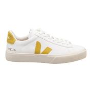 Gecoate Katoenen Sneakers Wit/Limoengroen Veja , White , Dames