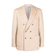 Wollen Jas Dubbele Rij Mannen Brunello Cucinelli , Beige , Heren