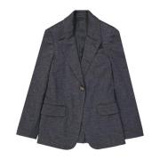 Wollen Blazer Knoopsluiting Zijzakken Brunello Cucinelli , Gray , Here...