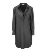 Wollen jurk met knoopsluiting Brunello Cucinelli , Gray , Dames