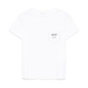 Wit Logo Print Crew Neck T-shirt Liu Jo , White , Dames