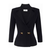 Zwarte gebreide blazer met gouden strikken Elisabetta Franchi , Black ...