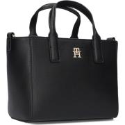 Zwarte Soft Logo Mini Tote Tas Tommy Hilfiger , Black , Dames