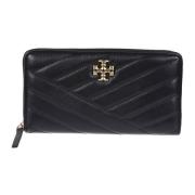 Gewatteerde Leren Portemonnee met Ritssluiting Tory Burch , Black , Da...