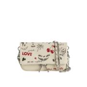 Love Tag Textuur Leren Clutch Tas Zadig & Voltaire , Beige , Dames