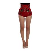 Betoverd Sicilië Zijden Shorts met Kristalversieringen Dolce & Gabbana...