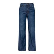 Wijde denim broek met riemlussen Dondup , Blue , Dames