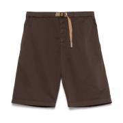 Bruine Elastische Taille Shorts White Sand , Brown , Heren