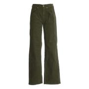 Groene Velvet Wide Leg Jeans Department Five , Green , Dames