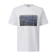 Katoenen Print T-shirt Msgm , White , Heren