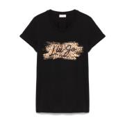 Zwart Logo Print T-shirt Liu Jo , Black , Dames