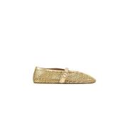 Gouden Metallic Leren Ballerina met Visnet Alaïa , Yellow , Dames