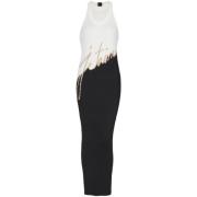 Midi-jurk met logo-intarsia Balmain , White , Dames