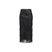 Gerende Franje Midi Rok Roberto Cavalli , Black , Dames