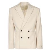 Witte Aansluitende Double-Breasted Wollen Blazer Jacquemus , Beige , H...