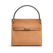 Beige Leren Handtas met Verstelbare Banden Tory Burch , Beige , Dames