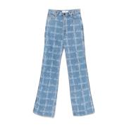 Blauwe Logo Print Denim Jeans Vivienne Westwood , Blue , Dames