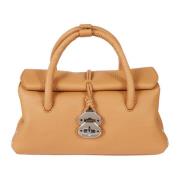 Amaretto Leren Handtas met Twist Lock Zanellato , Brown , Dames