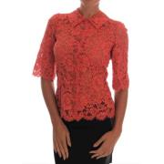 Oranje Bloemen Kant Kristal Vest Blouse Dolce & Gabbana , Orange , Dam...