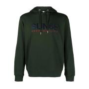 Logo Geborduurde Hoodie voor Heren Sun68 , Green , Heren