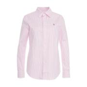 Roze Gestreept Slim Fit Shirt Polo Ralph Lauren , Pink , Dames