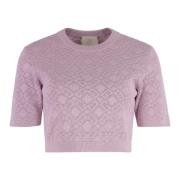 Geribbelde Jacquard Gebreide Crop Top Givenchy , Pink , Dames