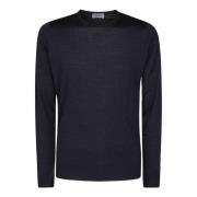 Blauwe Merinowol Ronde Hals Trui John Smedley , Blue , Heren