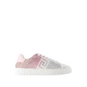 Witte Leren Sneakers - Ronde Neus Versace , Multicolor , Dames