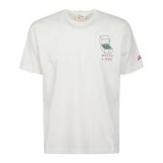 Wit Katoenen T-shirt met Boxprint MC2 Saint Barth , White , Heren