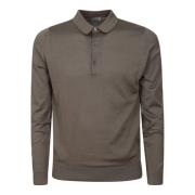 Bruine Gebreide Poloshirt met Knoopsluiting John Smedley , Beige , Her...