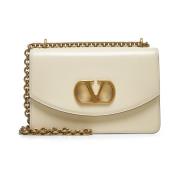 Metalen VLogo Ketting Schoudertas Valentino Garavani , Beige , Dames