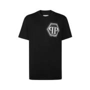 Zwart T-shirt met Fantasieprint Philipp Plein , Black , Heren