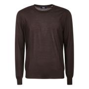 Bruin Kasjmier Zijde Ronde hals Sweater Fedeli , Brown , Heren