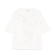 Witte Crew Neck T-shirts en Polos Forte Forte , White , Dames