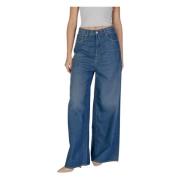 Blauwe effen broek met zakken Replay , Blue , Dames