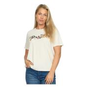 Geborduurd Positief T-shirt in overshirt stijl 2-Biz , White , Dames