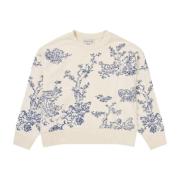 Elegante Katoenen Sweatshirt met Kunstborduurwerk Munthe , Beige , Dam...