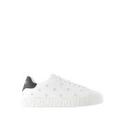 Witte Leren Sneakers - Ronde Neus Versace , White , Dames