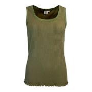 Eenvoudige Dusty Olive Top 2-Biz , Green , Dames