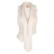 Satin Revers Single-Breasted Vest Elisabetta Franchi , White , Dames